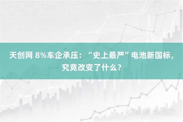 天创网 8%车企承压:“史上最严”电池新国标,究竟改变了什么?